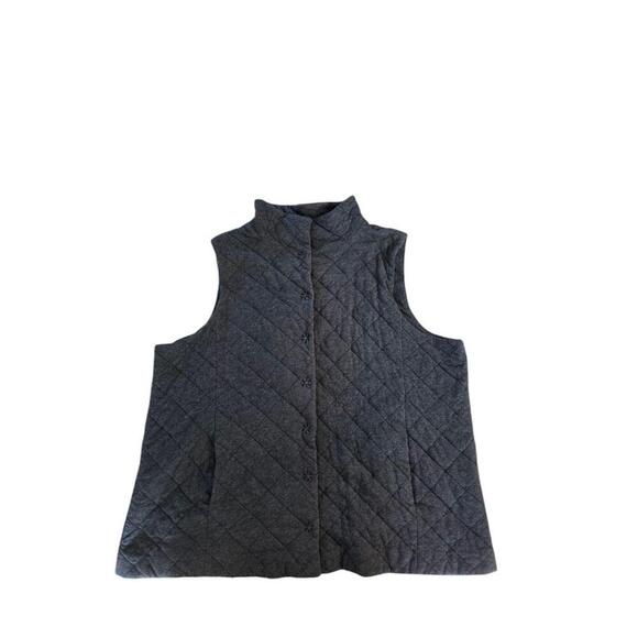 Eileen Fisher Jackets & Blazers - Eileen Fisher Gray Quilted Button Front Stand Collar Vest Plus 3X